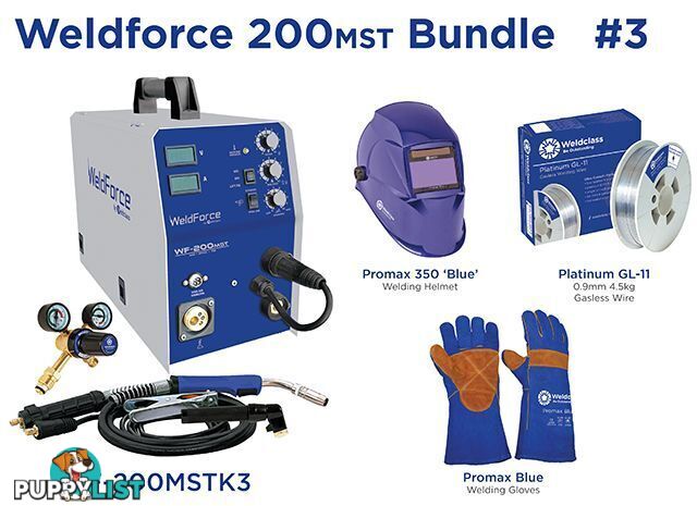 Weldforce WF-200MST MIG / Stick / TIG Welder Bundle Weldclass WF-200MSTK3