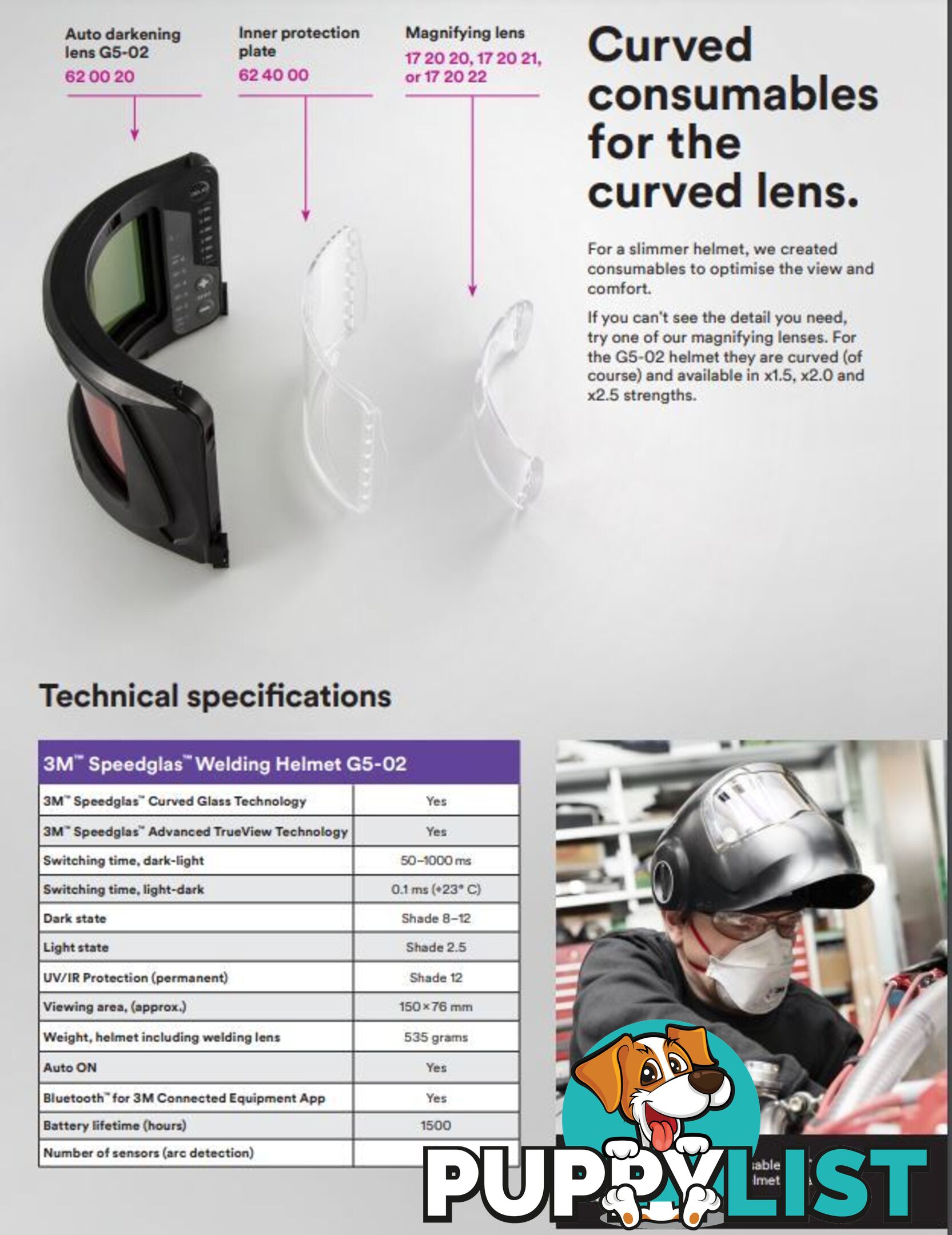 3M Speedglas G5-02 Welding Helmet with Curved Auto-Darkening Lens 621120