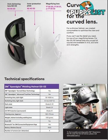 3M Speedglas G5-02 Welding Helmet with Curved Auto-Darkening Lens 621120