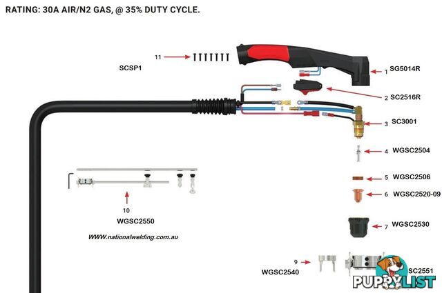 Plasma Safety Trigger Red For SC30 Plasma Torch Unimig SC2516R