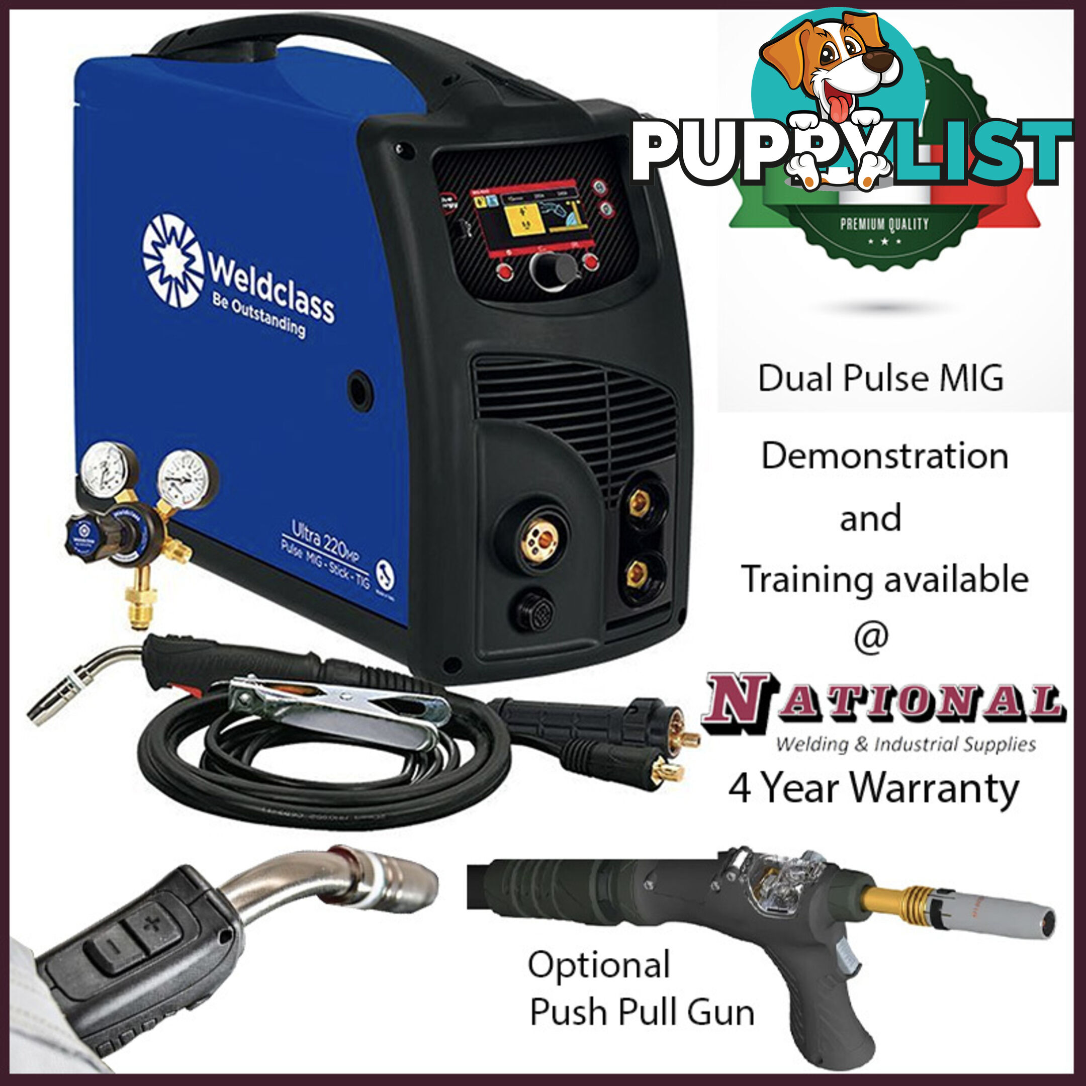 Dual Pulse MIG Welder Ultra 220 With 15Amps Plug Fitted Weldclass WC-220MP