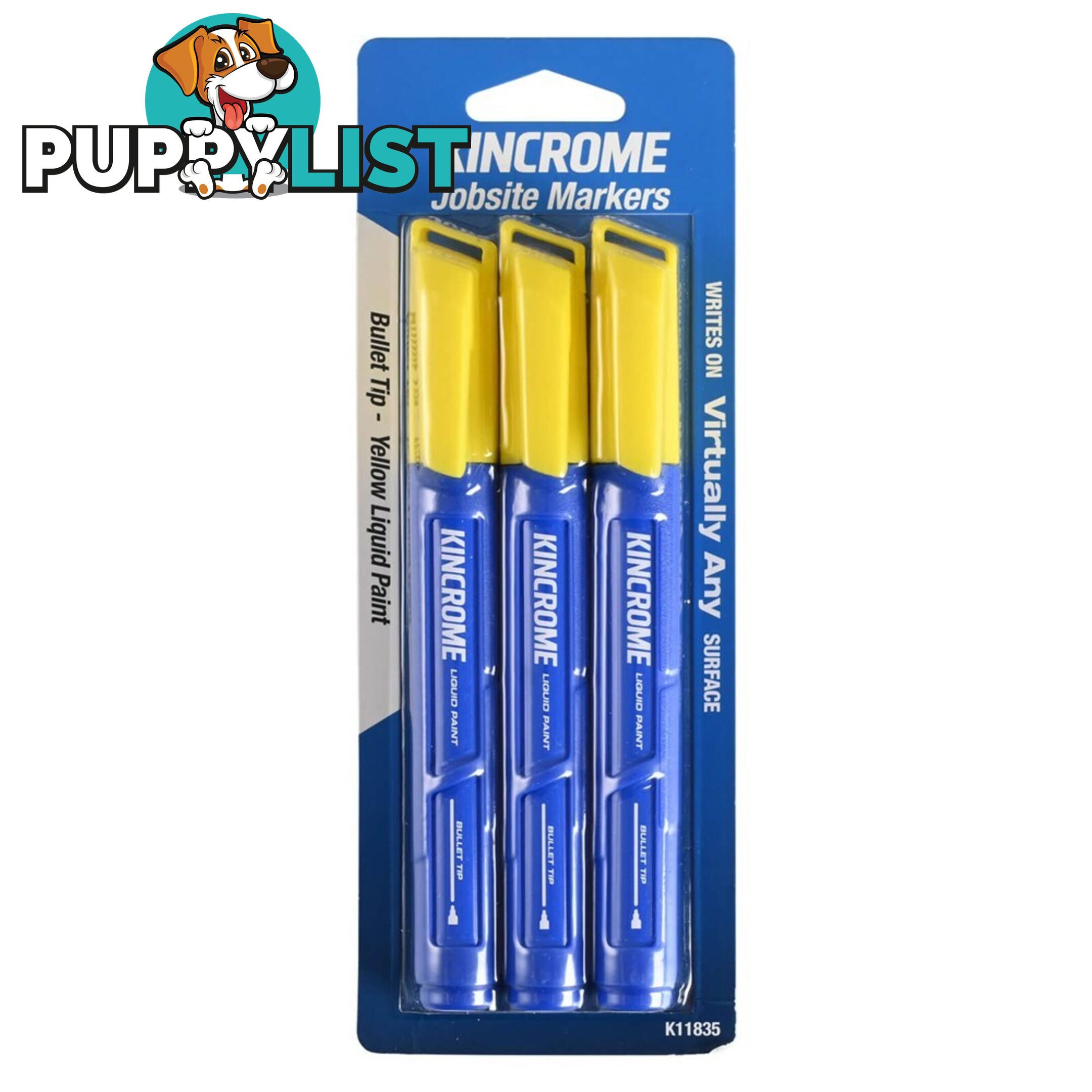 Paint Marker Bullet Tip 3 Piece Yellow Kincrome K11835