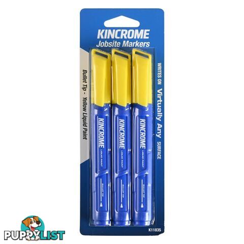 Paint Marker Bullet Tip 3 Piece Yellow Kincrome K11835