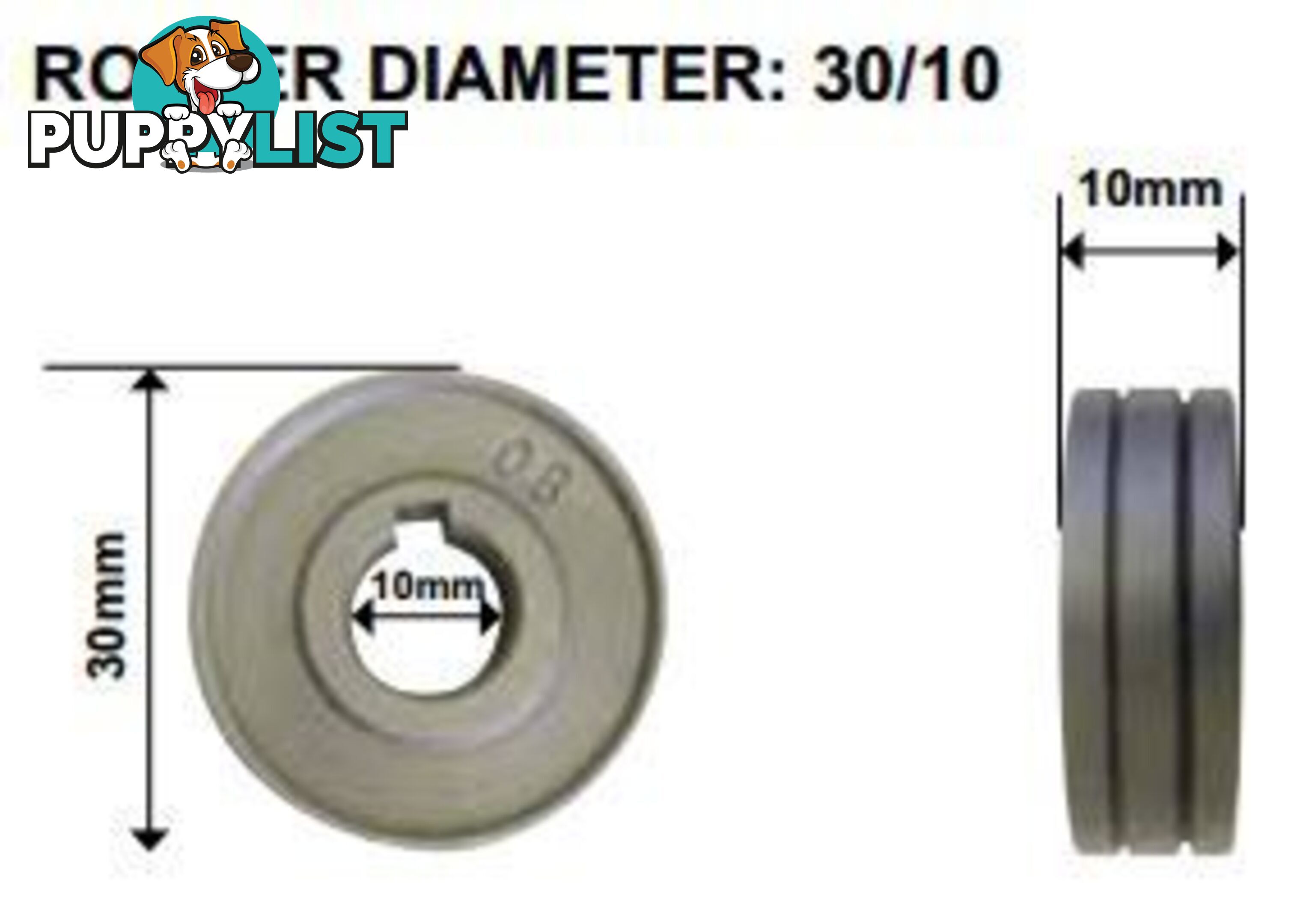 Feedroller 30mm OD 10mm ID Unimig FR3010