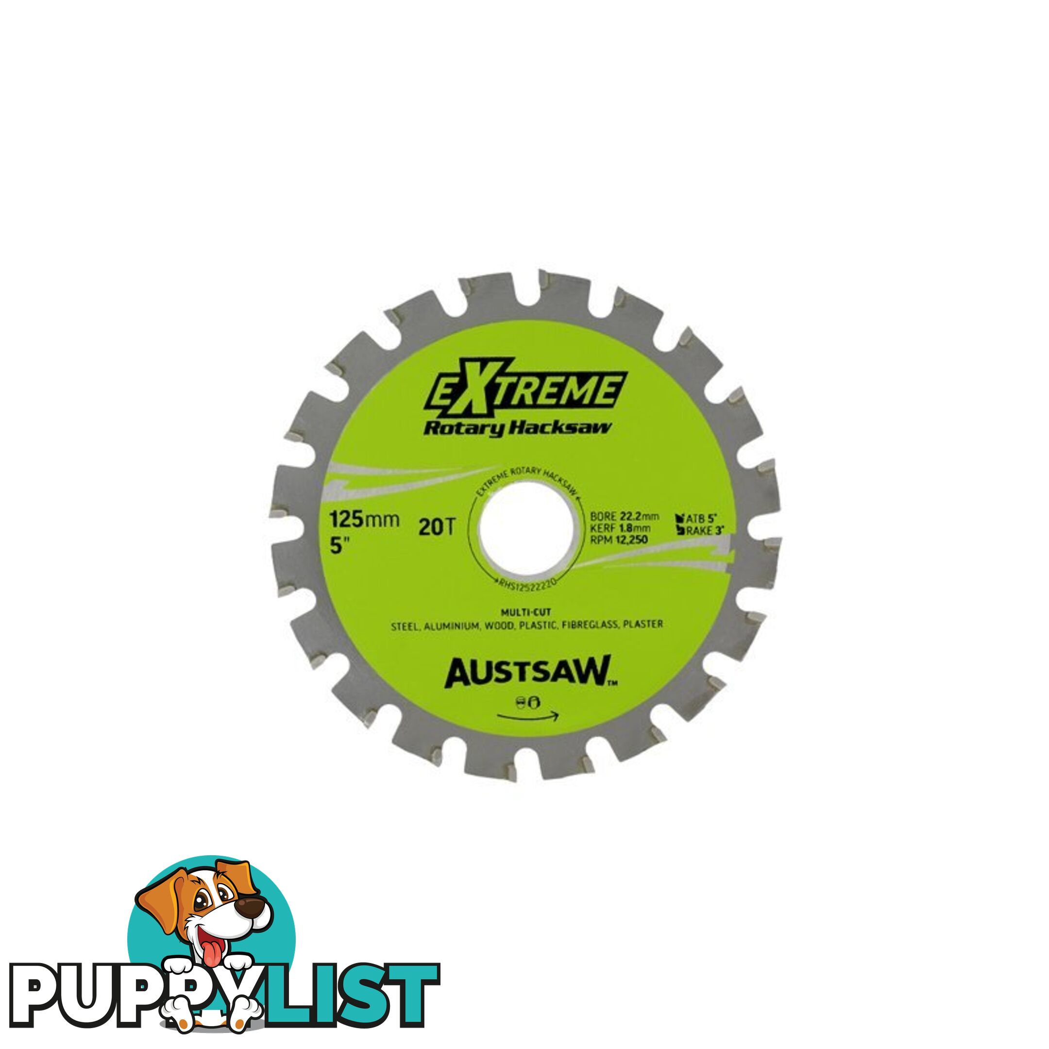 Austsaw Blade 125mm 5" 22.2mm Bore 20 Teeth RHS12522220