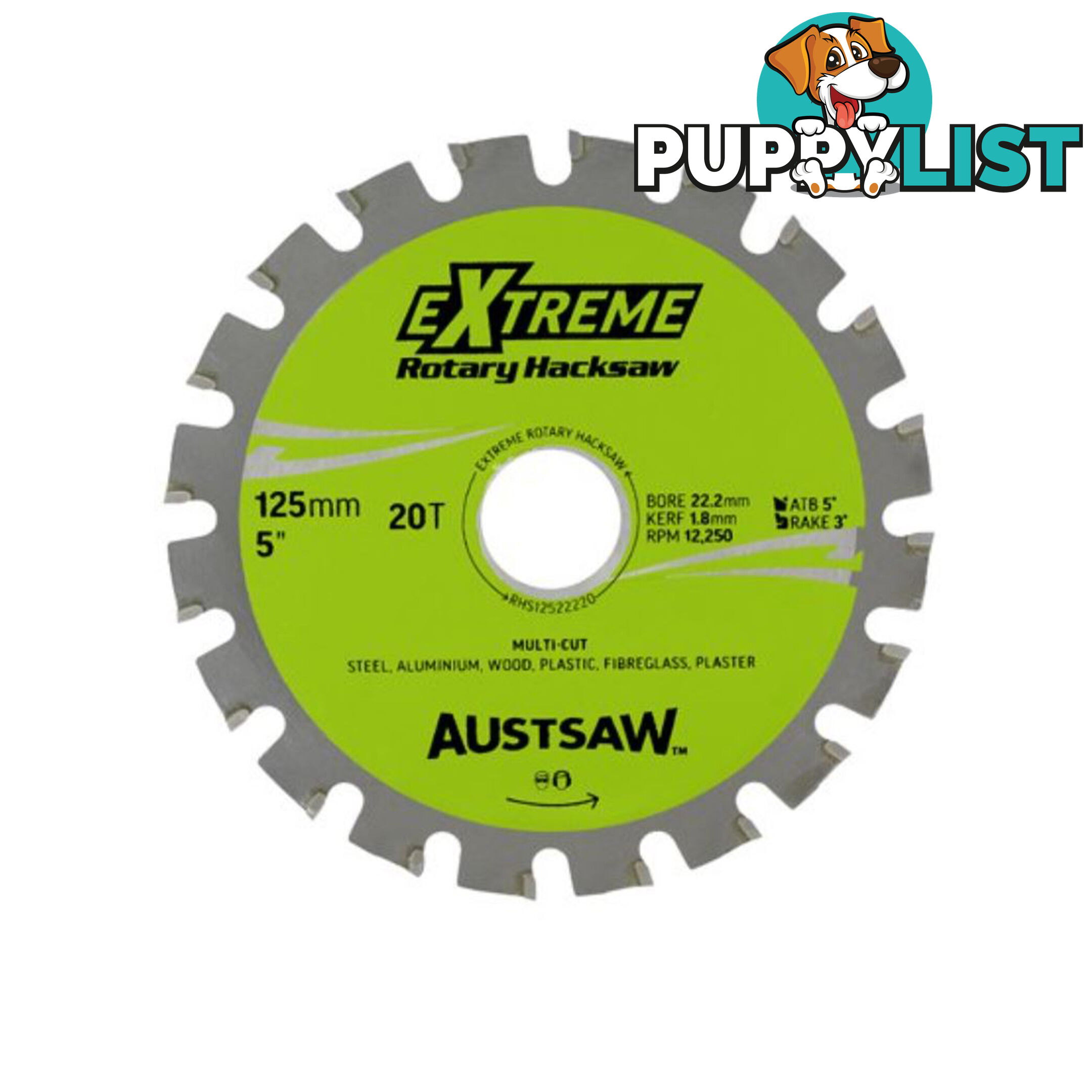 Austsaw Blade 125mm 5" 22.2mm Bore 20 Teeth RHS12522220