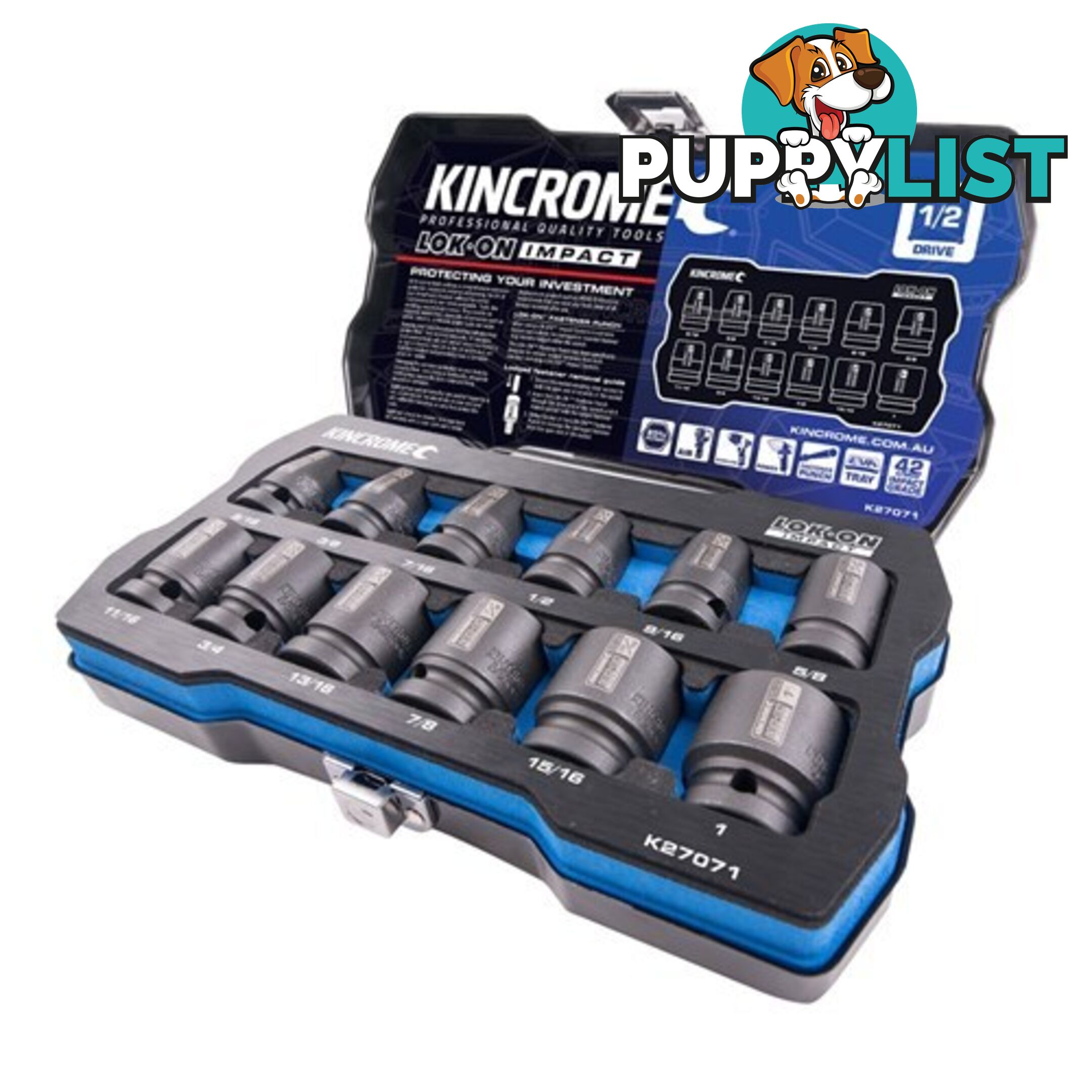 Lok-Onâ¢ Impact Socket Set 12 Piece 1/2" Drive Kincrome K27071