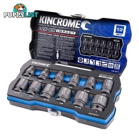 Lok-Onâ¢ Impact Socket Set 12 Piece 1/2" Drive Kincrome K27071