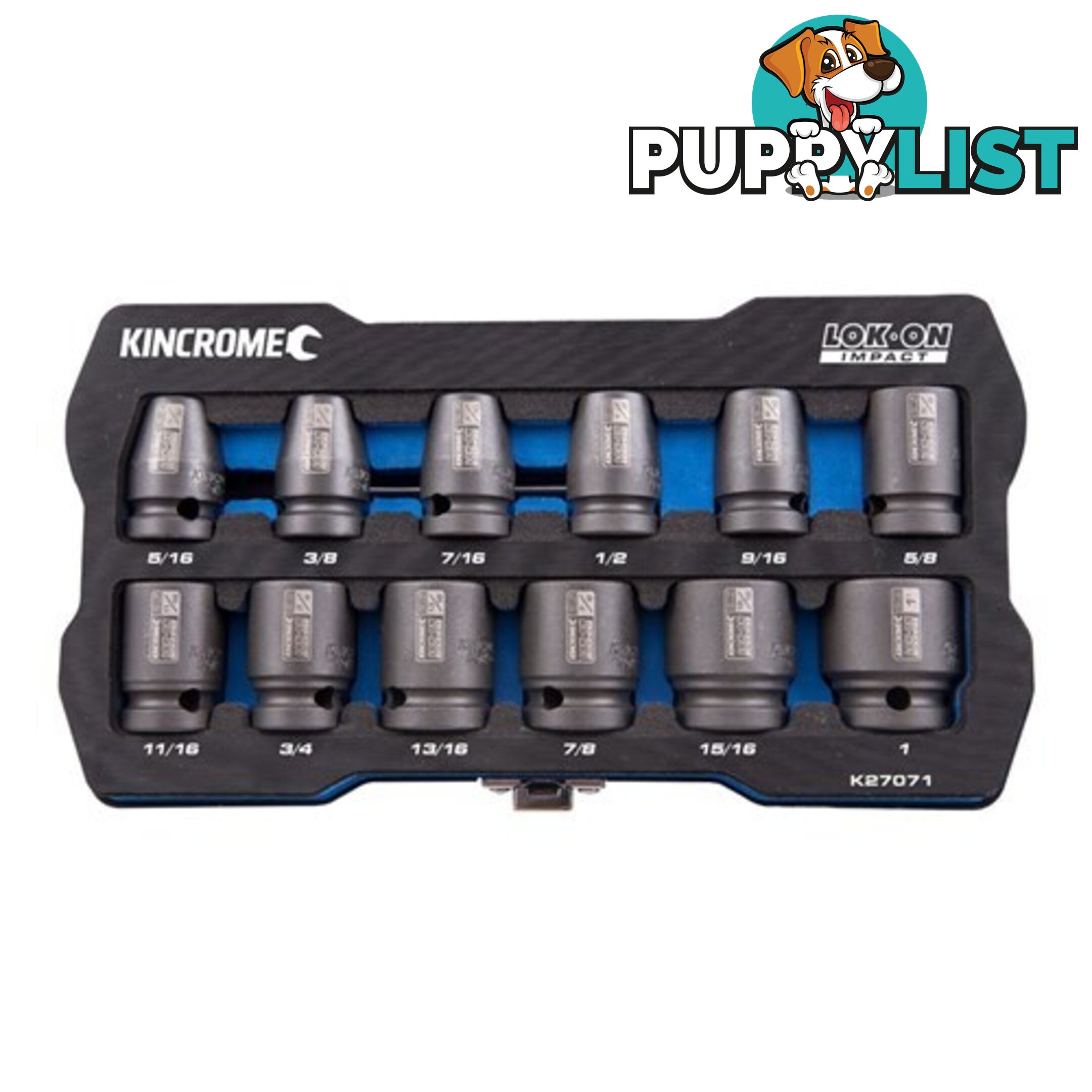 Lok-Onâ¢ Impact Socket Set 12 Piece 1/2" Drive Kincrome K27071