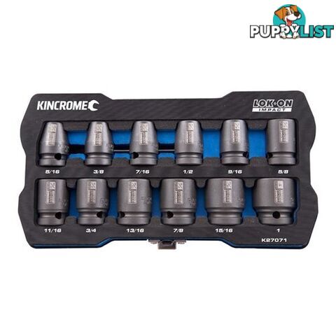 Lok-Onâ¢ Impact Socket Set 12 Piece 1/2" Drive Kincrome K27071