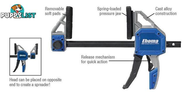 One Hand Cast Alloy Bar Clamp And Spreader 152 X 95mm 350Kg Clamp Force ITM EC-TC6