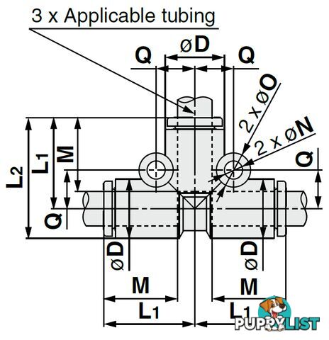 4mm TEES KQ2T04-00A1 union