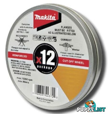 Makita 125x1.2x22.23mm Cut Off Wheels Pack of 12 D-20535-12