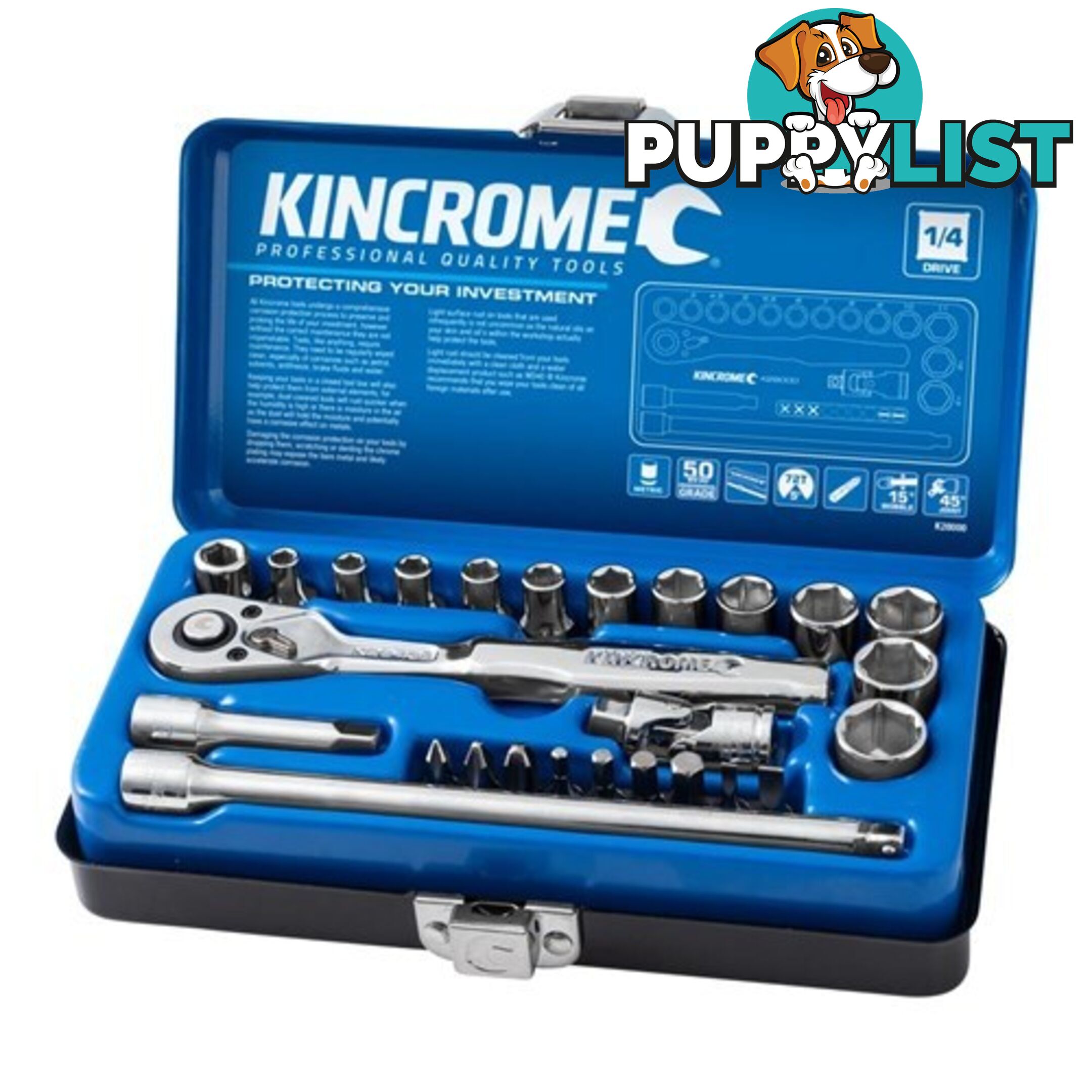 Socket Set 26 Piece 1/4" Drive - Metric Kincrome K28000