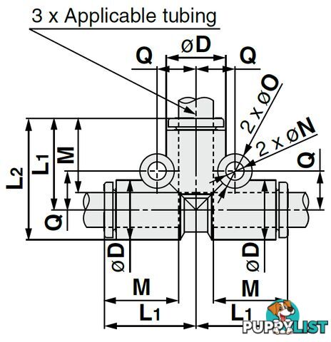 10mm TEES KQ2T10-00A Union