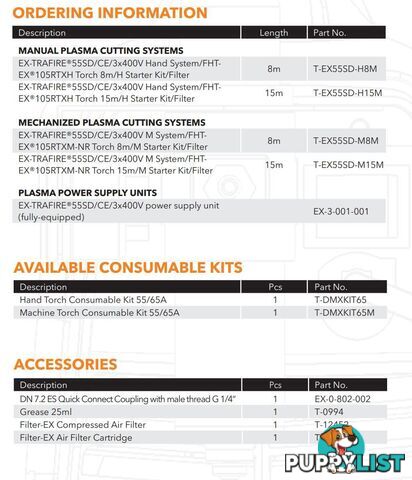 Plasma Cutter 55SD With 15 Metre Mechanized Torch Ex-Trafire EX55SD-M15M