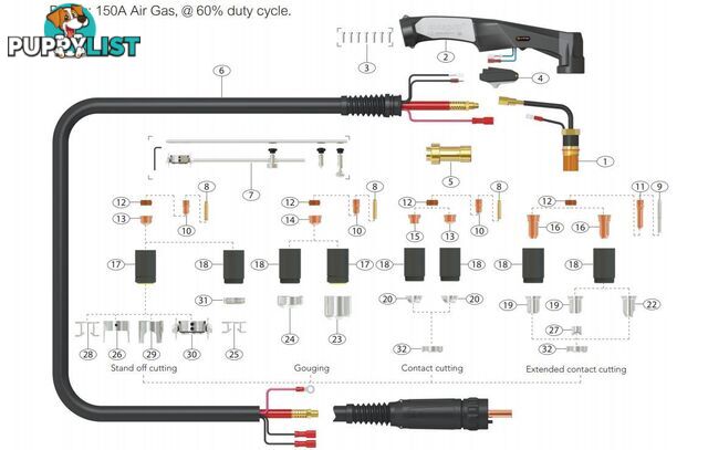 Torch Head 70 For CBR150 Plasma Torch Unimig CBR1353