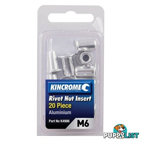 Rivet Nut Insert M6 (Aluminium) - 20 Pack Kincrome K4906