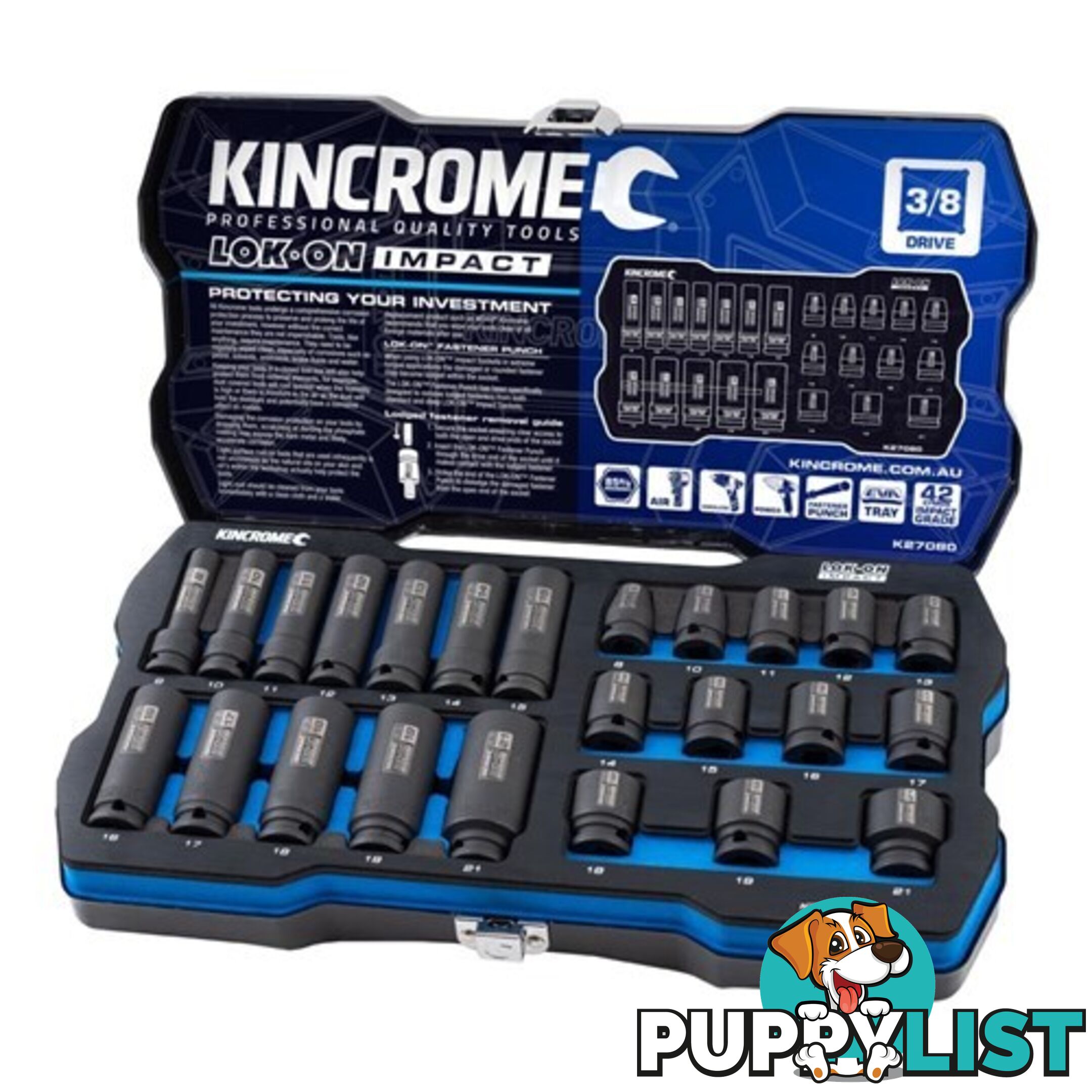 Lok-Onâ¢ Standard & Deep Impact Socket Set 24 Piece 3/8" Drive - Metric Kincrome K27080