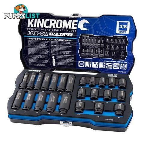 Lok-Onâ¢ Standard & Deep Impact Socket Set 24 Piece 3/8" Drive - Metric Kincrome K27080