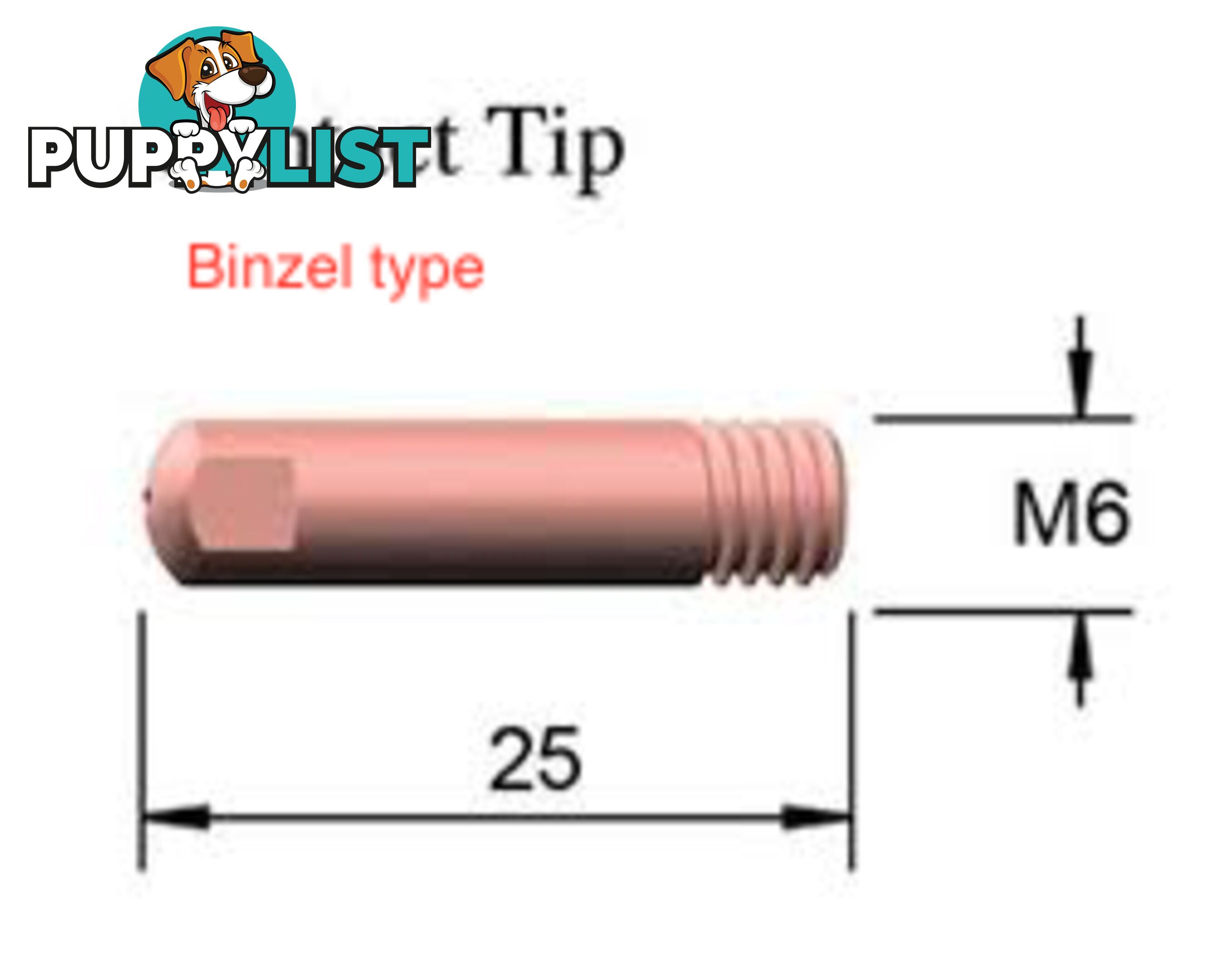 Contact Tips M6 6mm Dia Binzel Style