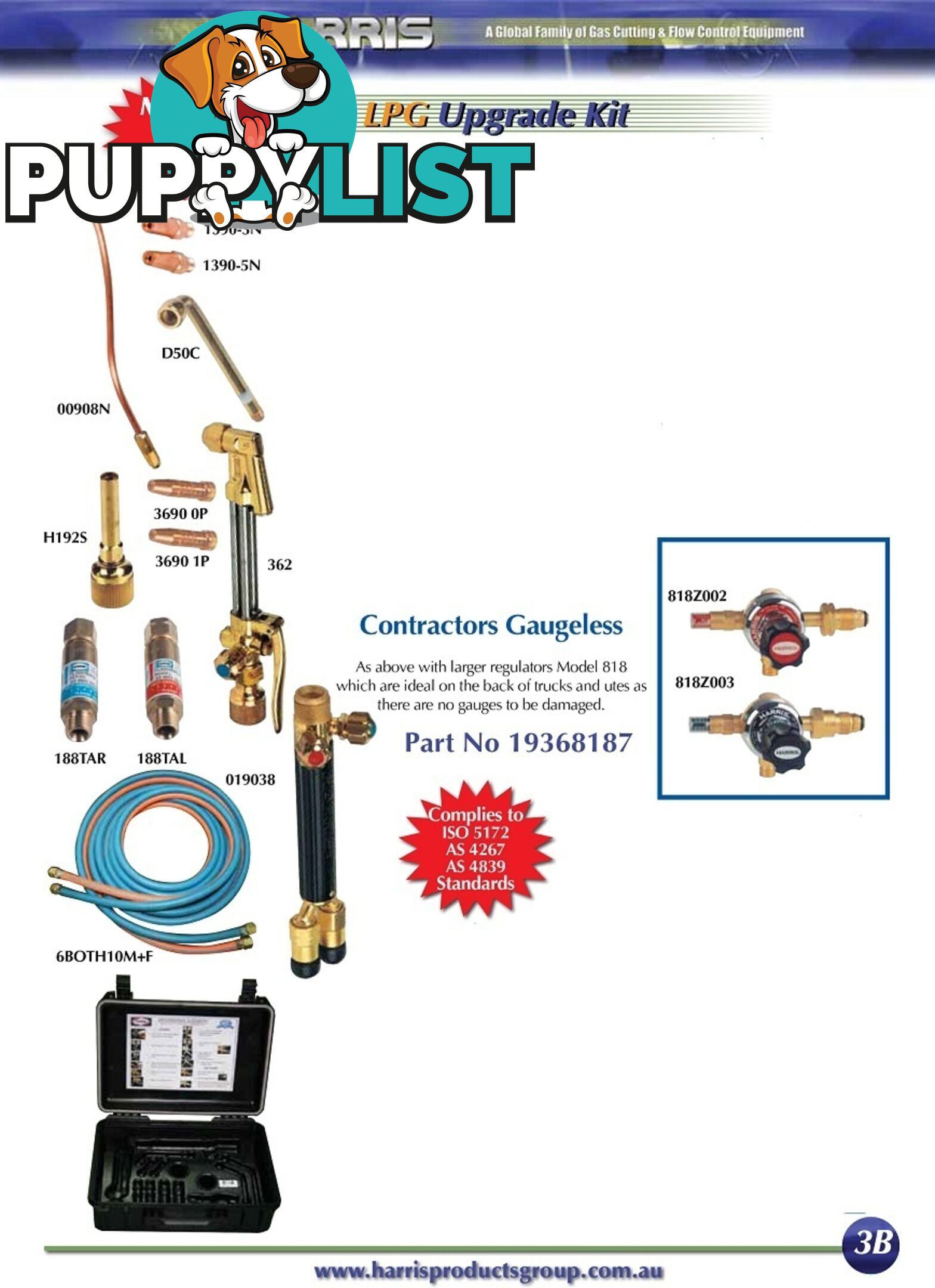 Contractors Oxy/LPG Kit With Model 801 Regulator Harris