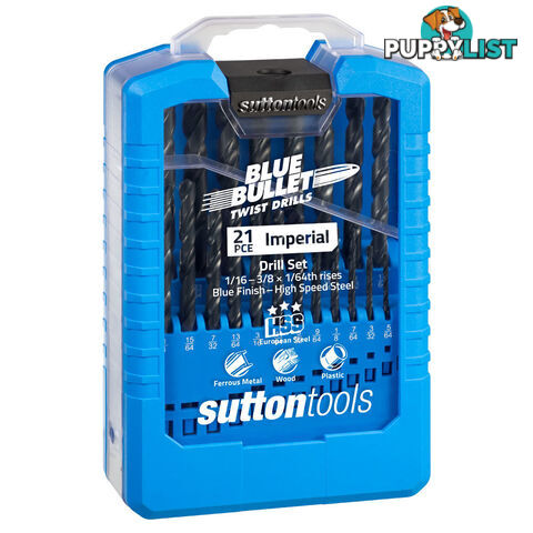 Jobber Drill Set 21 Piece Hss Blu Sutton Tools D102S2