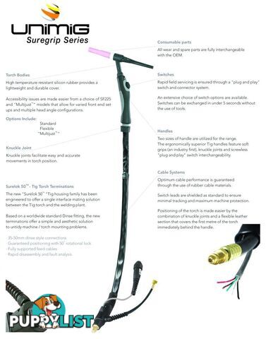 SR9 Suregrip Series Ergo TIG Torch Unimig SR-9