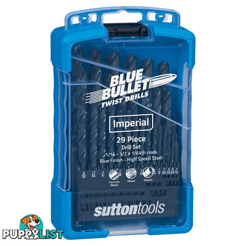 Jobber Twist Drill Set 29 Pieces Blue Bullet Sutton Tool D102S3