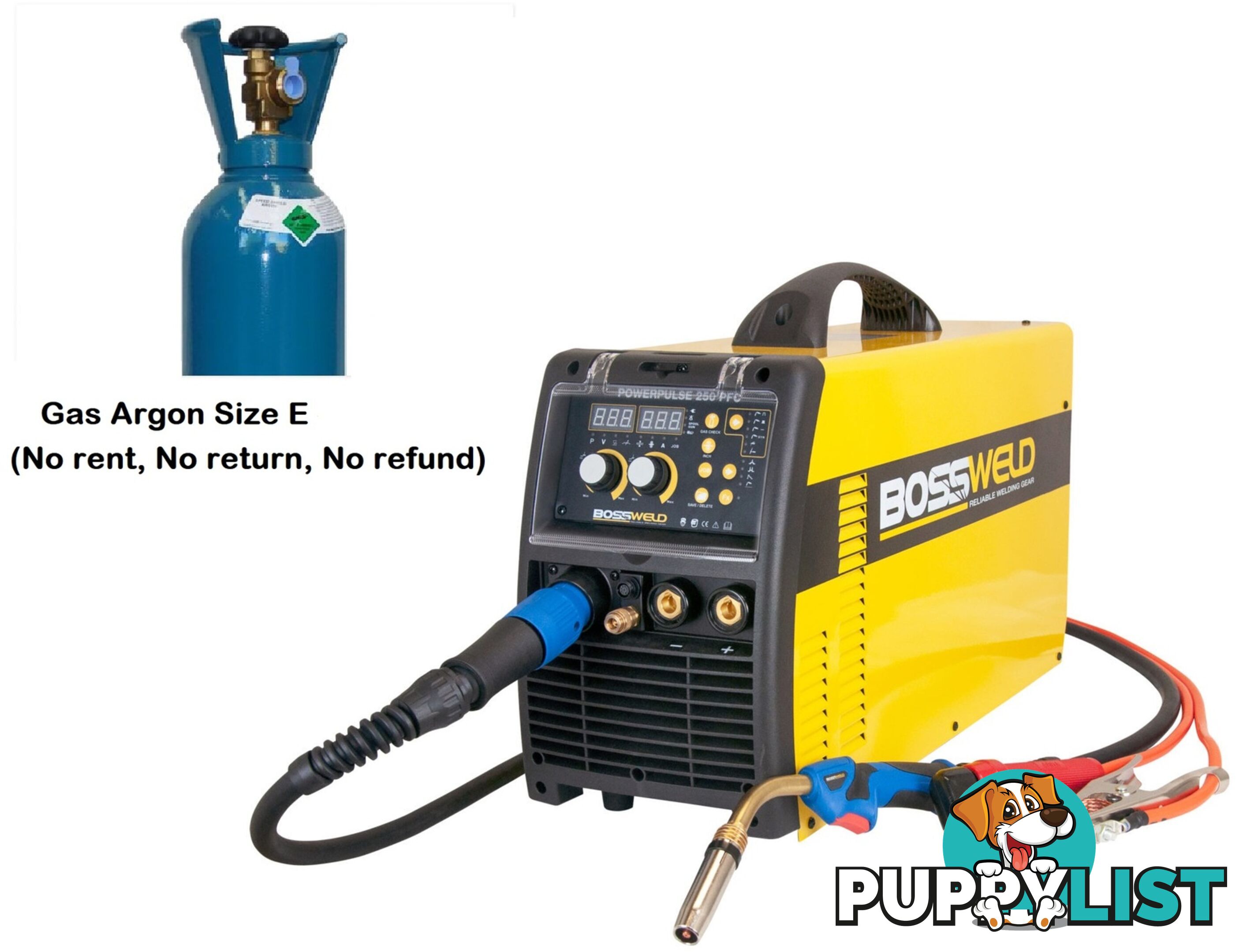 Double Pulse Mig Welder Powerpulse 250 PFC With Argon E Size Gas Bossweld 660250