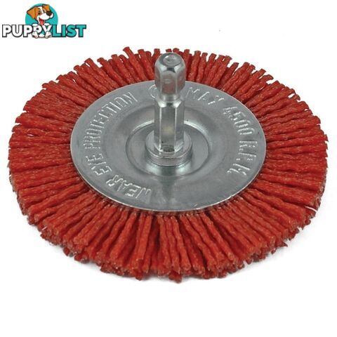 Nylon Spindle Mounted Wheel Brush 100mm, 80 Grit, 1/4" Hex Shank ITM TM7102-100