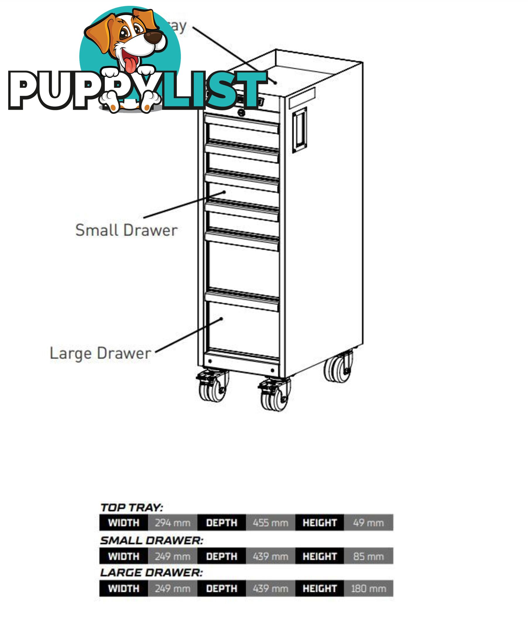 TRADE CENTRE Mobile Service Trolley 6 Drawer (Trolley Only) Kincrome K7369