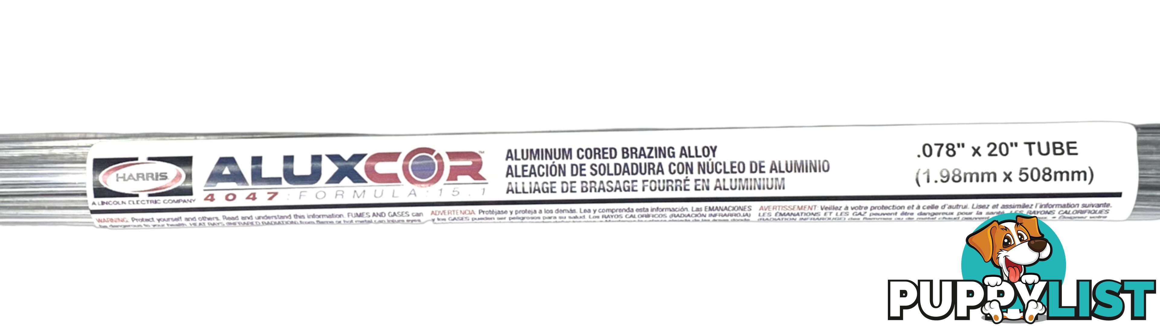 Aluminium Flux Cored (Flux Formula 15.1) Brazing Alloy 2mm 4047 Rods Harris Pkt : 70 Rods