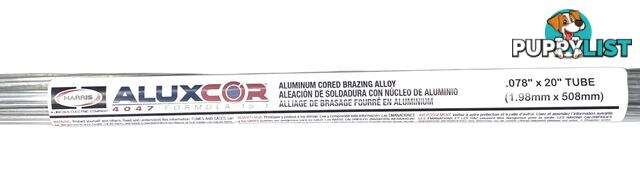 Aluminium Flux Cored (Flux Formula 15.1) Brazing Alloy 2mm 4047 Rods Harris Pkt : 70 Rods