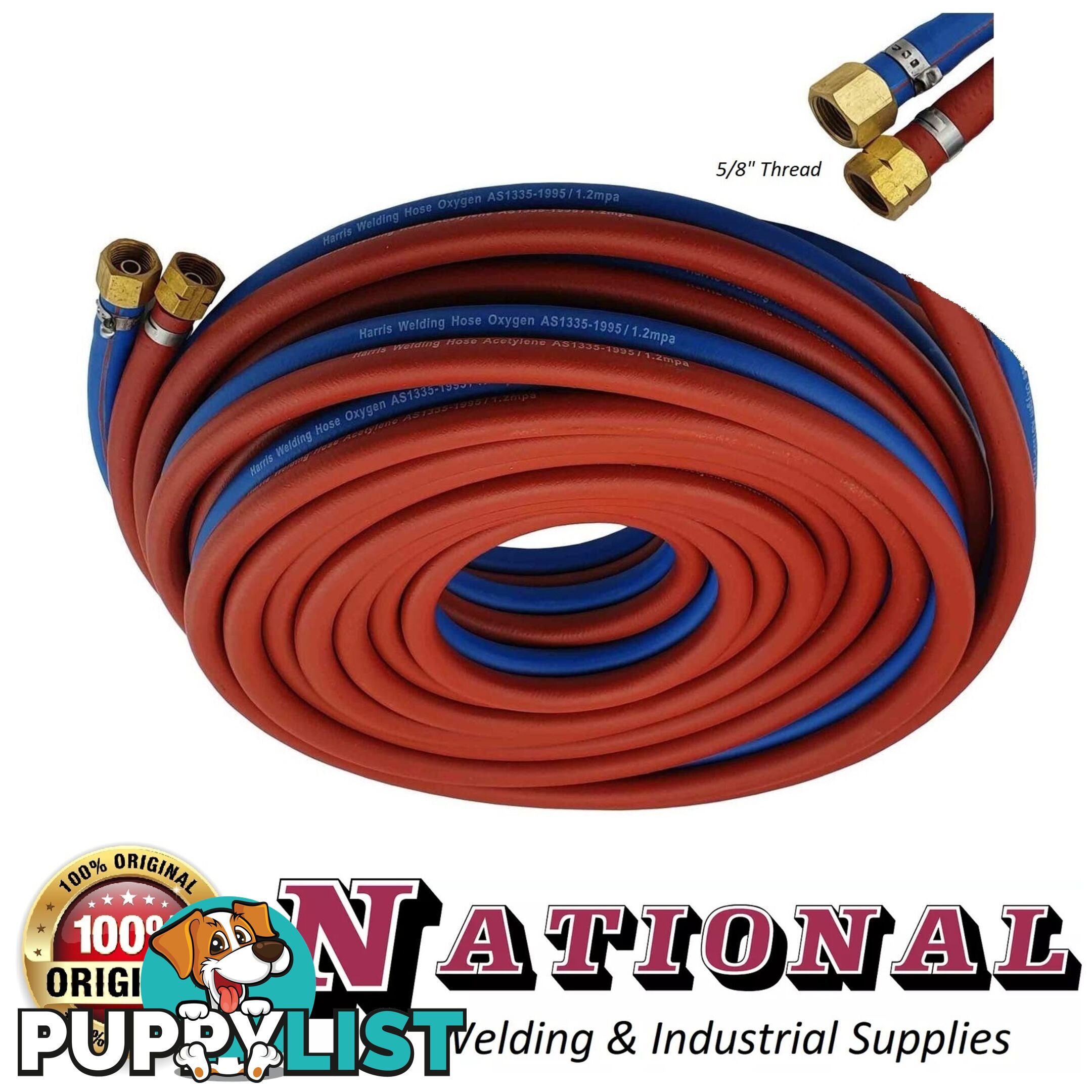 Harris Oxy /Acetylene 15 Metres 6mm Twin Hose With Fittings 6RBTH15MF