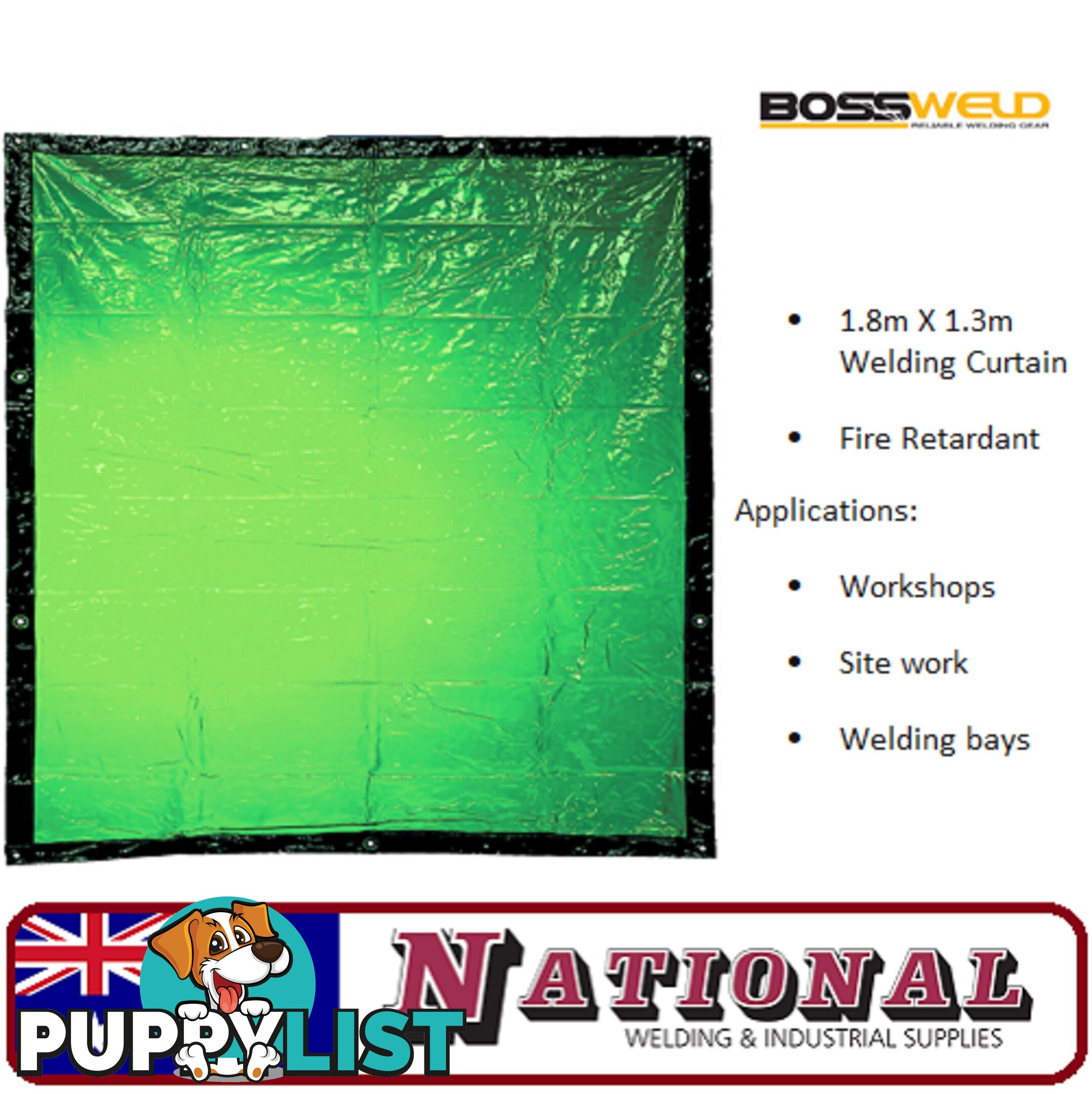 Welding Curtain / Screen 1.8 Metres X 1.3 Metres Green 700101