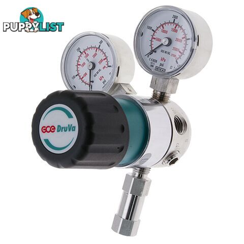 Single Stage DruVa 1S Regulator 6.0 Purity Chrome Plated In: 23,000 kPa Out: 1,400 kPa