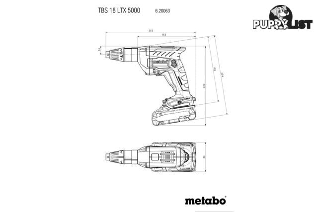 Drywall Screwdriver Cordless TBS 18 LTX BL 5000 Metabo 620063840