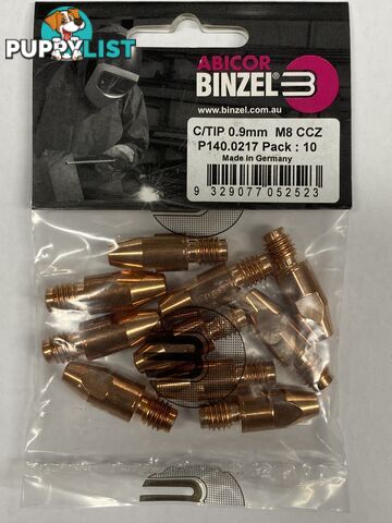 CuCrZr 0.9mm M8 CCZ Contact Tip Heavy Duty Binzel P140.0217 Pkt : 10