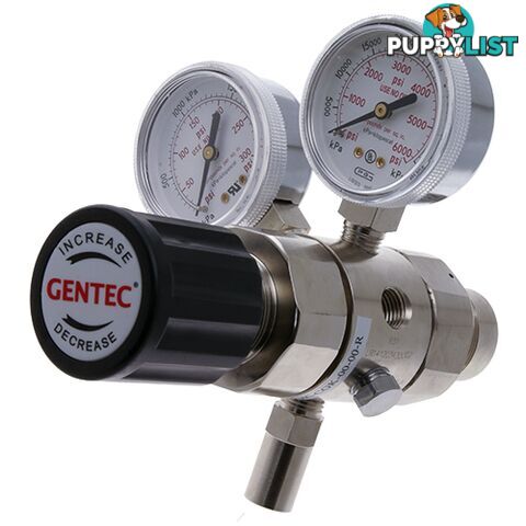 Dual Stage Gentec 2S Regulator 6.0 Purity Chrome Plated In: 30,000 kPa Out: 680 kPa