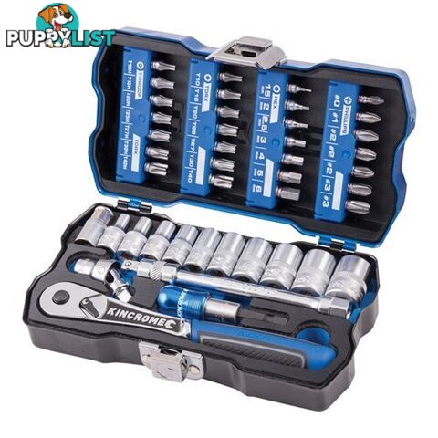 Lok-On Socket and Bit Set 43 Piece 1/4" Drive Kincrome K27000