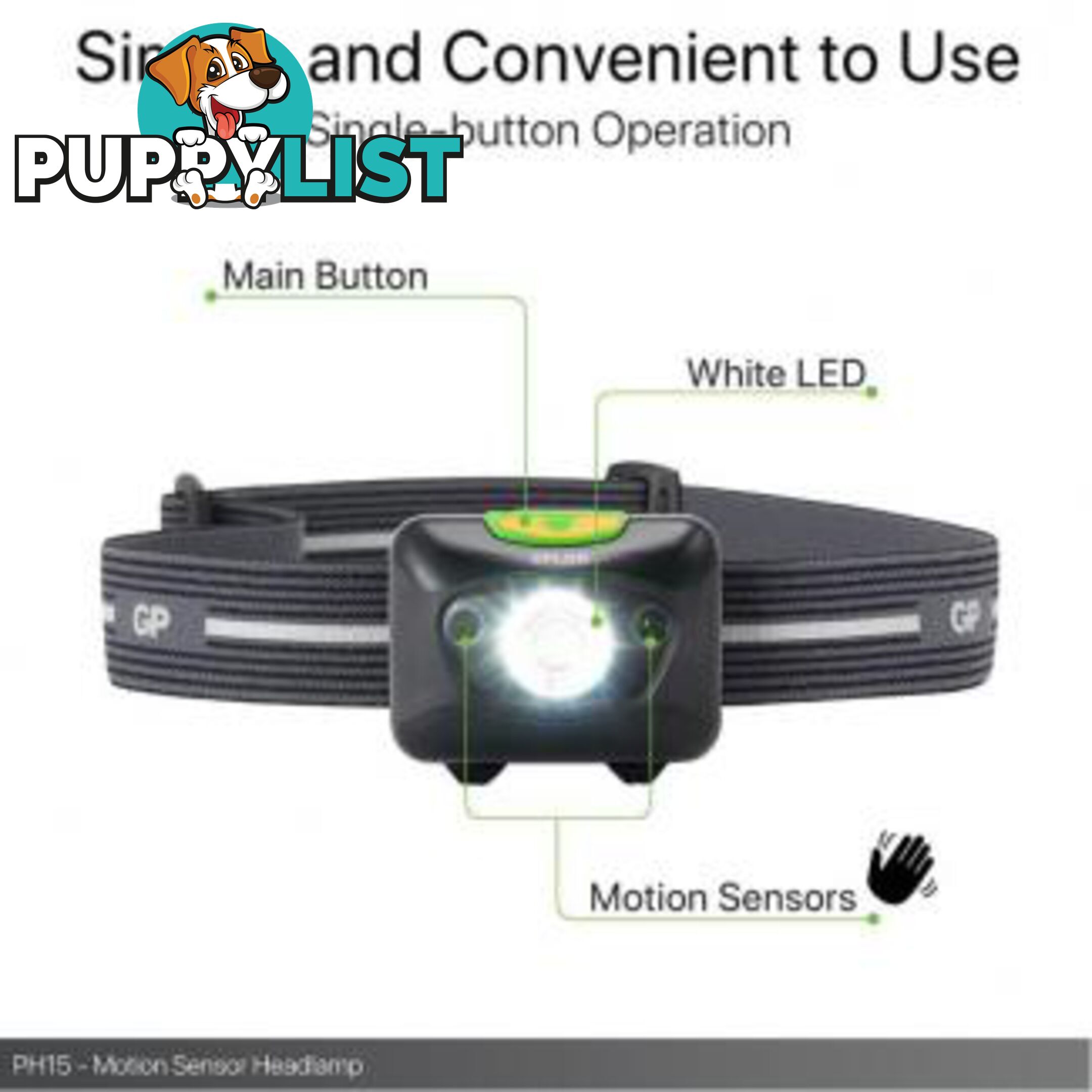 Headlamp GP XPLOR Motion Sensor PH15 GPPH15E-2B1