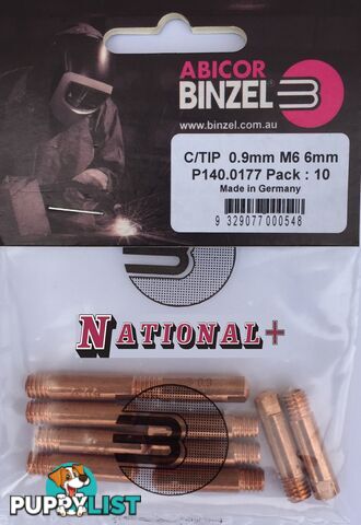 1.0mm Steel M6 6mm 25mm Binzel contact tip Pk:10 P140.0253