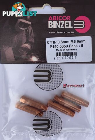 1.0mm Steel M6 6mm 25mm Binzel contact tip Pk:10 P140.0253