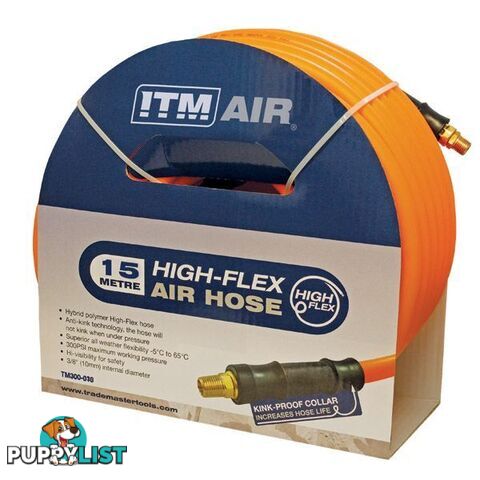 Air Hose High Flex 10mm 3/8" x 30 Metres Hybrid Polymer ITM TM300-330