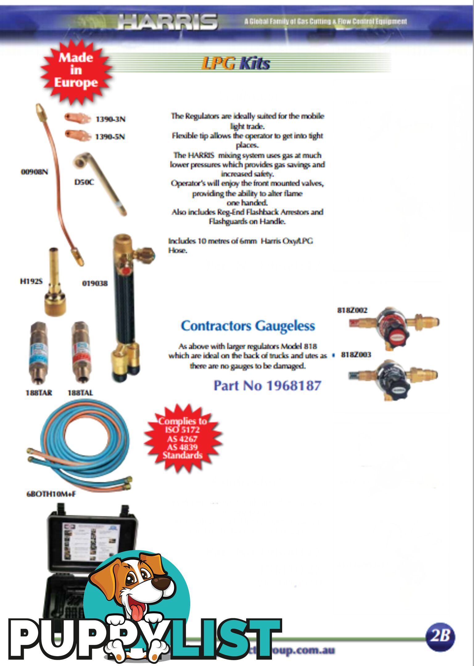 Contractor Gaugeless Oxy/LPG Kit With Model 818 Regulator Harris