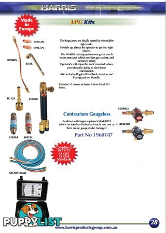 Contractor Gaugeless Oxy/LPG Kit With Model 818 Regulator Harris