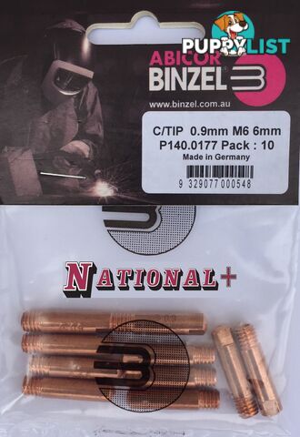 1.2mm Aluminium M6 6mm 25mm Binzel contact tip Pk:10 P141.0011