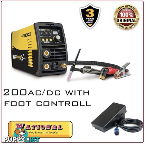 Tig Welder 200X AC/DC X-Series With Foot Controller Bossweld 692200FOOT