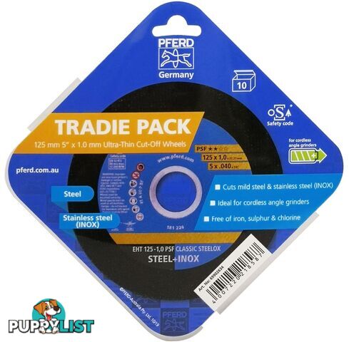 Cut-Off Wheel 125mm Ultra Thin Classic Steelox Tradie Pack General Purpose Pferd 69902634 Pkt : 10